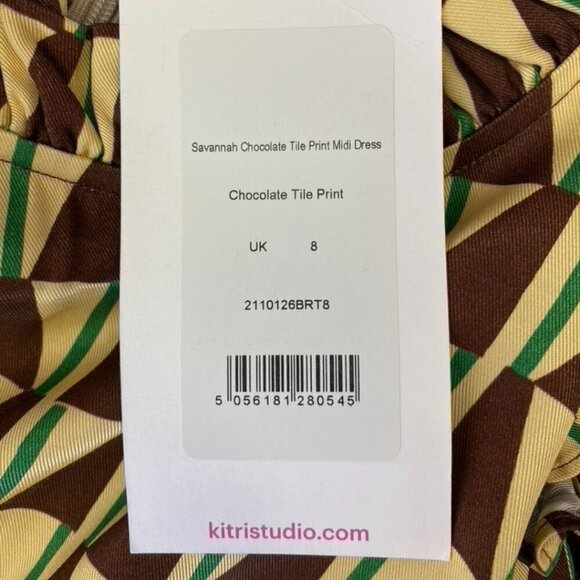 Kitri Savannah Chocolate Tile Midi dress - Picture 8 of 12